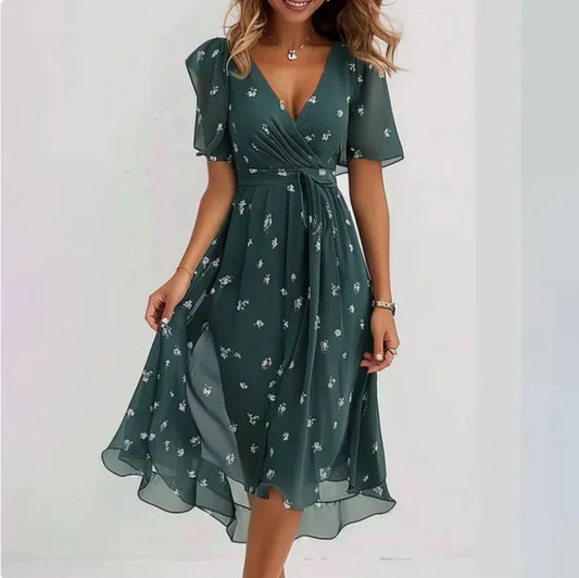 Vestido cuello pico señora