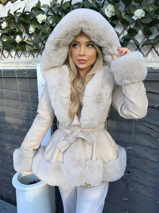 Abrigo de invierno con capucha | Blanco | Cómodo y protector