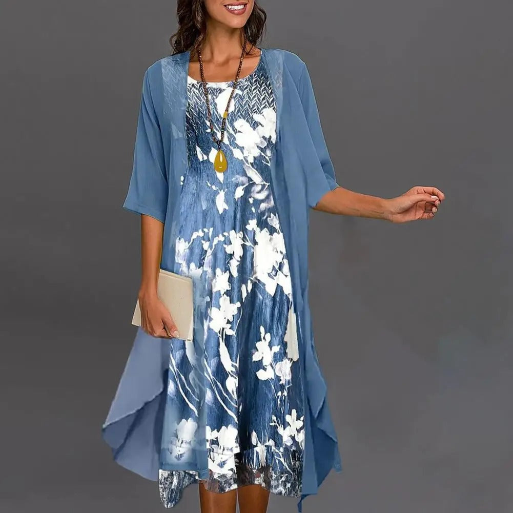 Vestido de verano vintage con estampado floral y elegancia desenfadada
