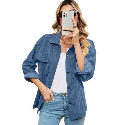 Chaqueta casual de manga larga - Bolsillo con solapa y cuello con solapa