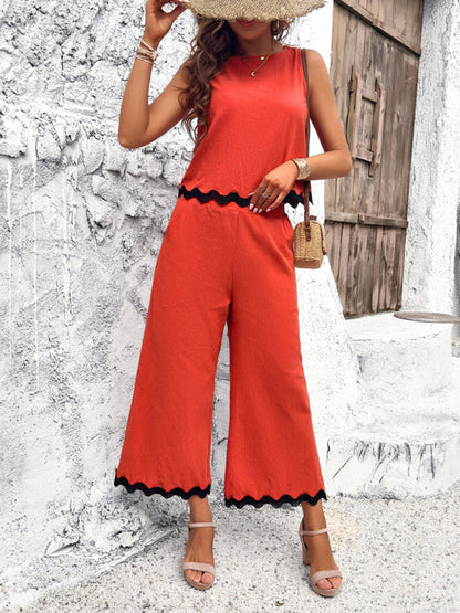 Mujeres nuevo temperamento casual chaleco pantalones de cincha traje