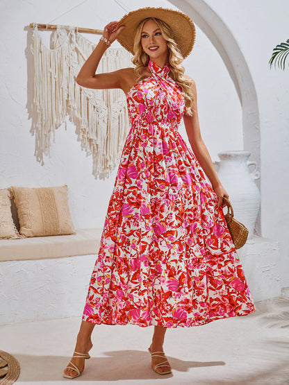 vestido con estampado y elegante escote haltern de MW | Resort Style