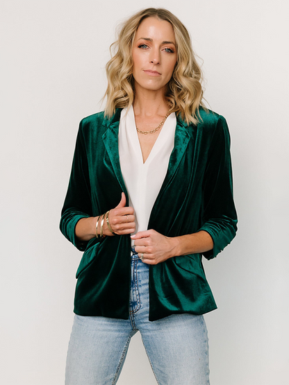 Blazer de terciopelo para mujer con bolsillos