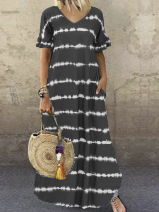 Vestido maxi estampado para el verano con escote en V