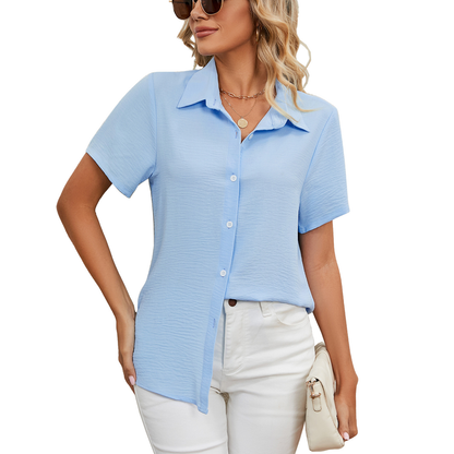 Camisa casual de algodón de manga corta - Corte holgado y botones