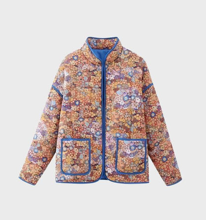 Chaqueta de mujer con estampado floral y abertura delantera