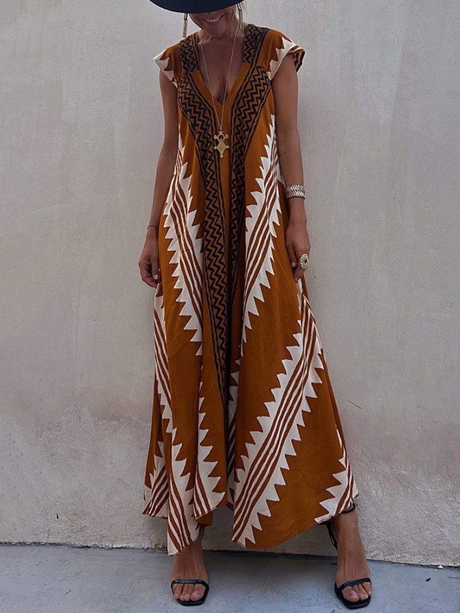 Damska Sukienka Maxi Chevron