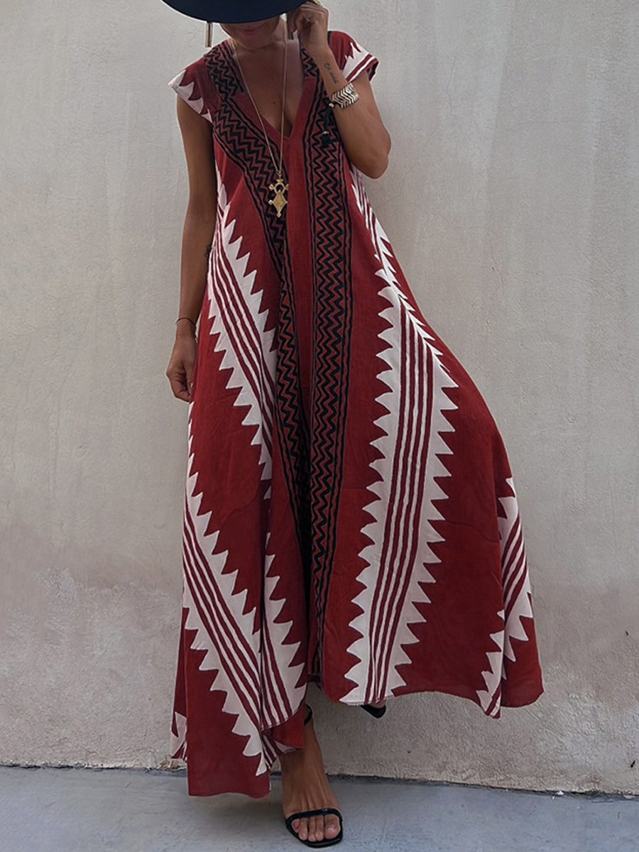 Damska Sukienka Maxi Chevron