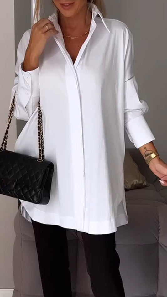 Mona | Elegante Blusa Larga con Reversos para Mujer