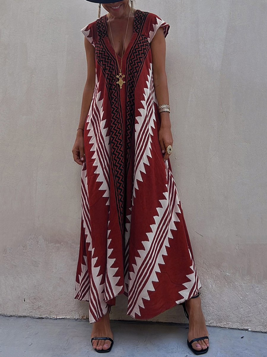 Damska Sukienka Maxi Chevron