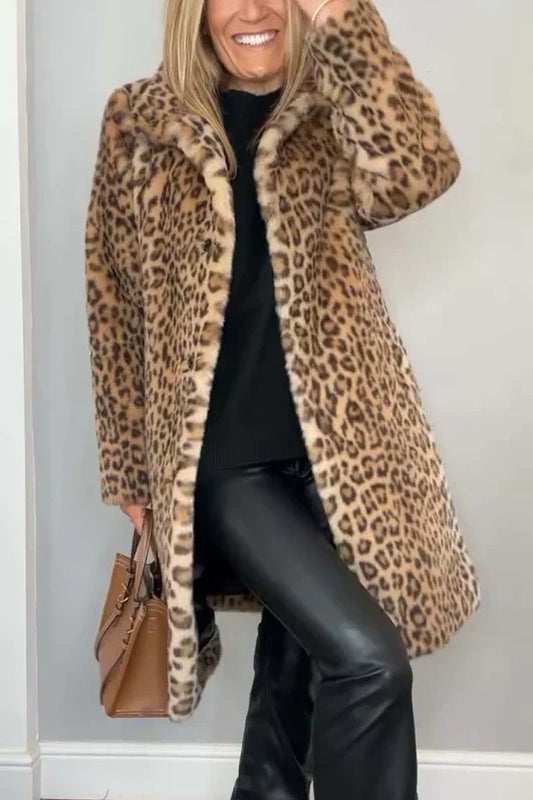 Emmy | Abrigo clásico de invierno para mujer con estampado de leopardo