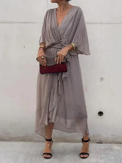 Vestido de gasa con escote en V
