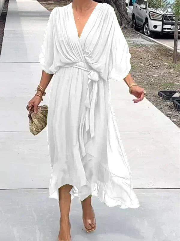 Vestido de gasa con escote en V