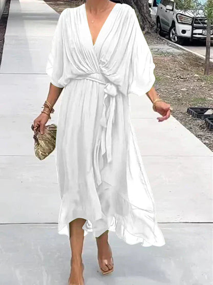 Vestido de gasa con escote en V