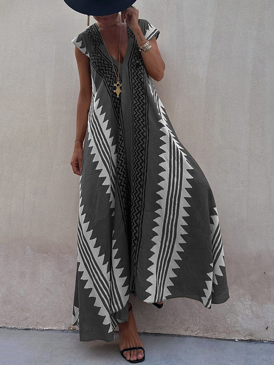 Damska Sukienka Maxi Chevron