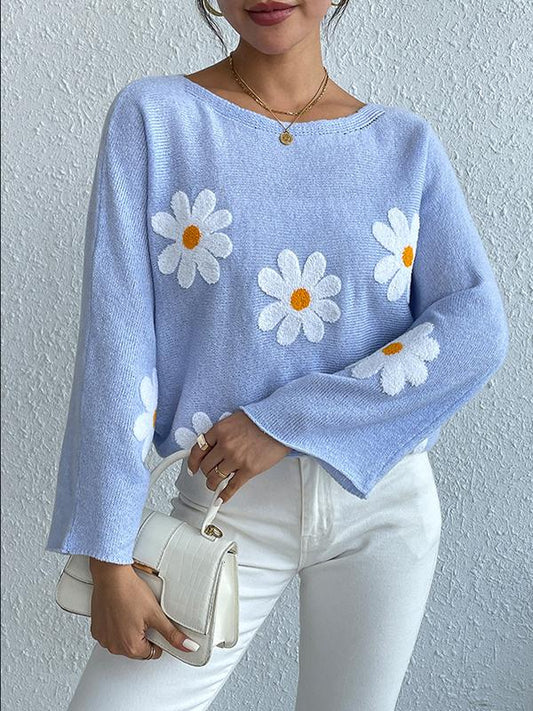 Marie | Elegante y cómodo jersey de otoño con flores bordadas