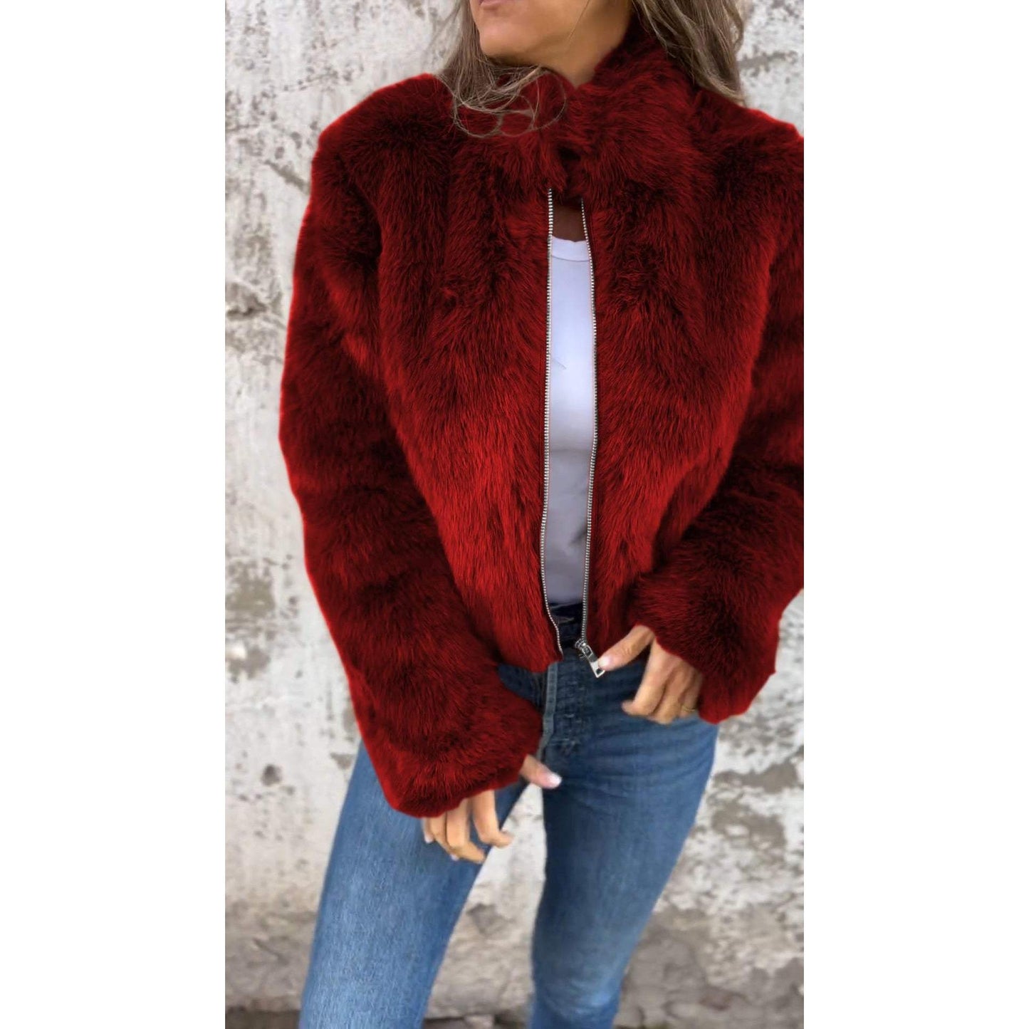 Clem | Chaqueta Bond PU con cuello alto y cremallera