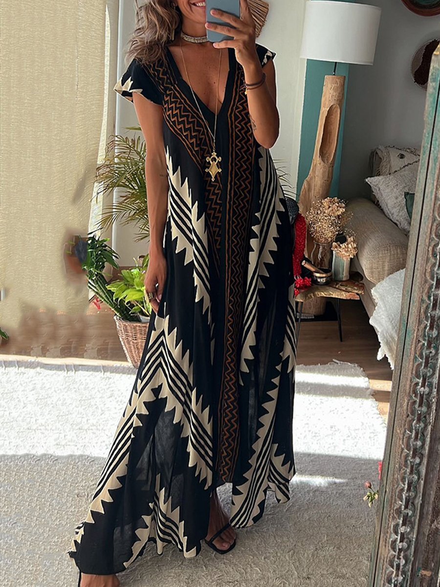 Damska Sukienka Maxi Chevron