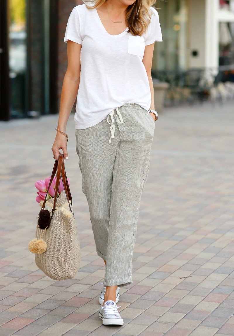 Pantalones con cordón de algodón
