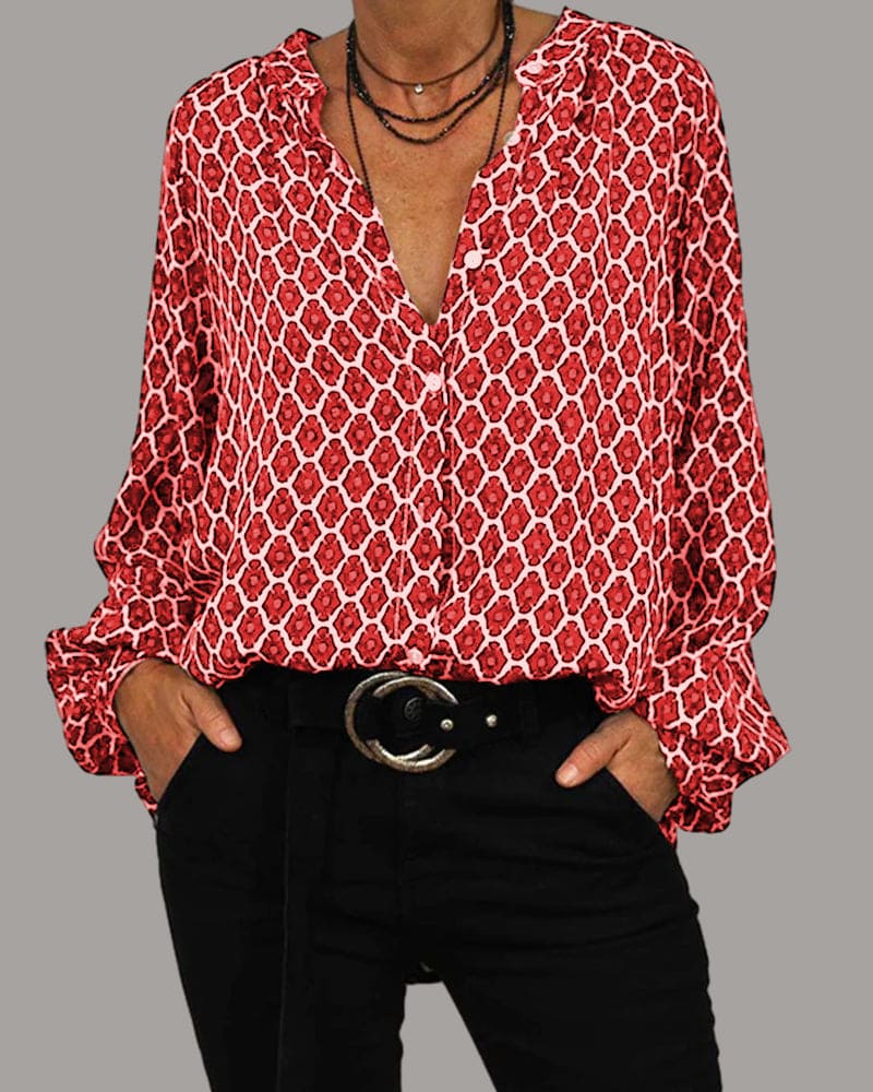 Cleo | Blusa Boho Chic Cuello en V Primavera