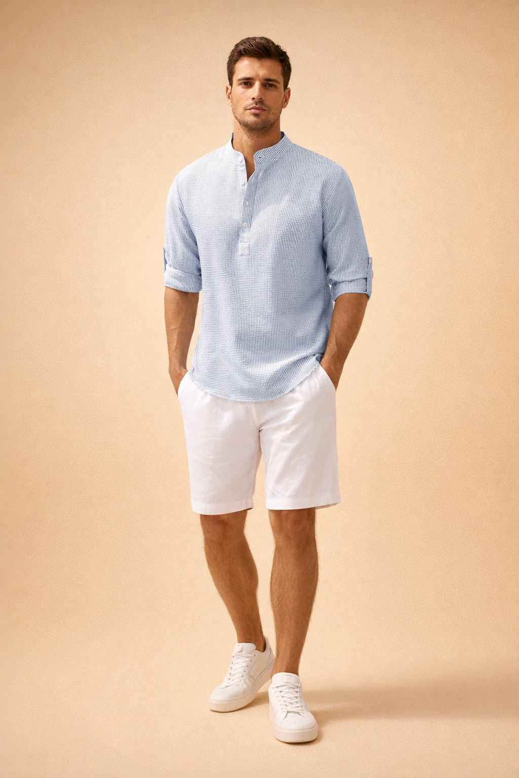 Męska Koszula Henley Casual