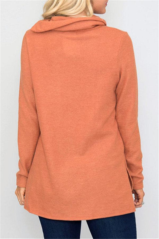 Jersey liso de cuello alto para mujer