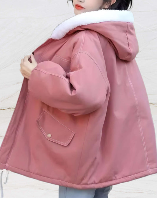 Chaqueta de mujer con forro polar y capucha