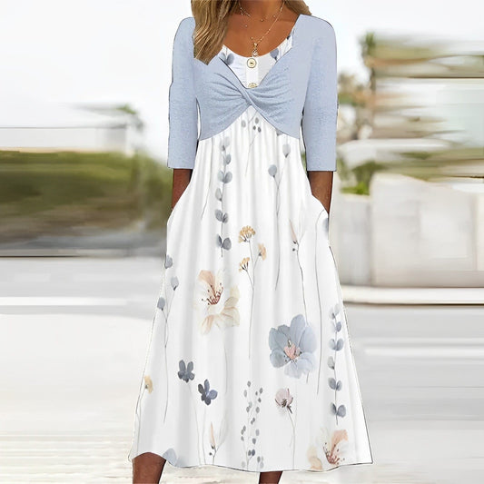 - Vestido azul con estampado