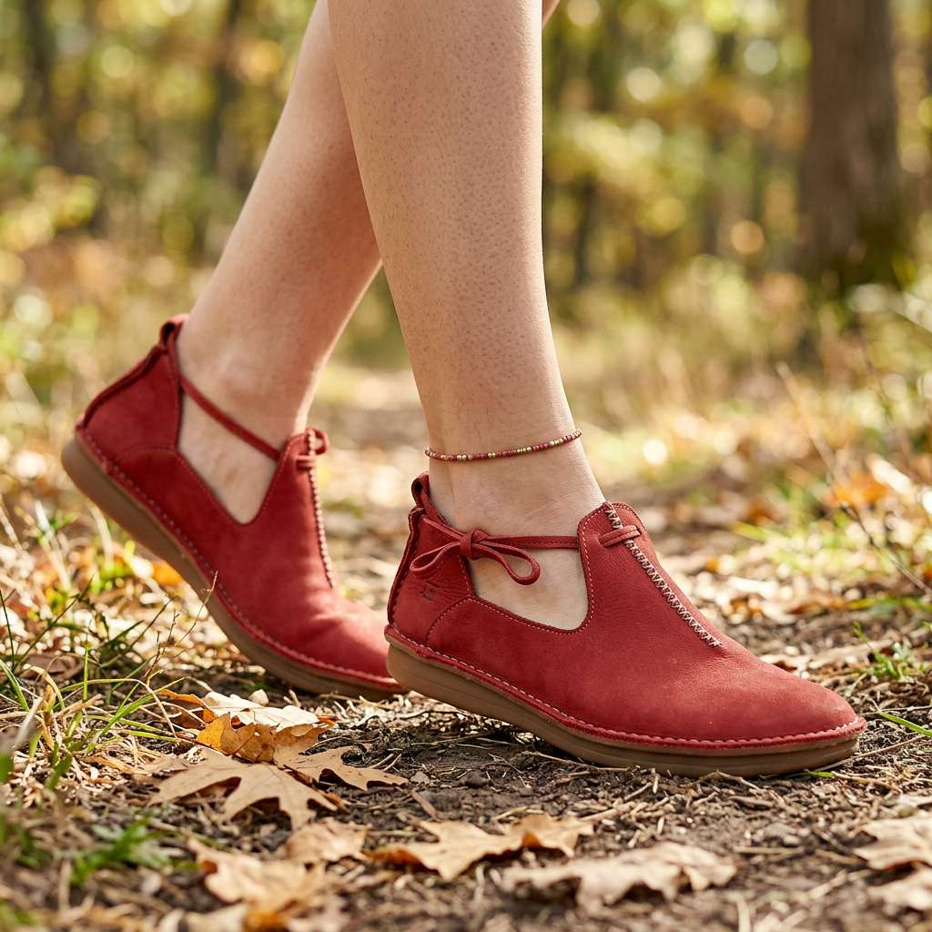 Damskie Płaskie Buty Wiązane Przy Kostce Wycięcie Z Boku