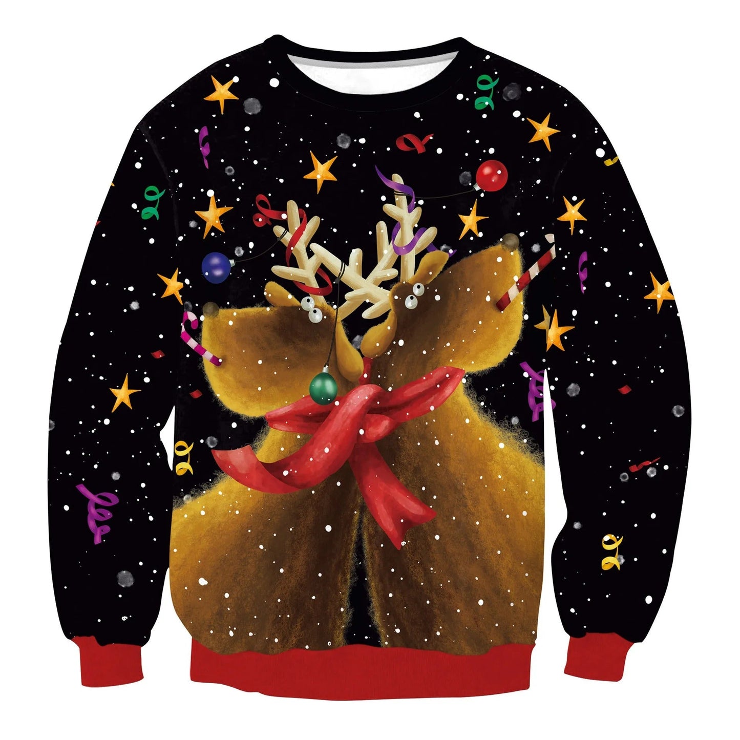 Inge | Cálido jersey de punto con escote redondo y motivos navideños en 3D para hombre y mujer