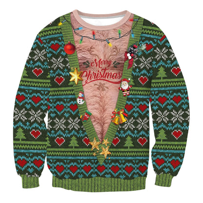 Inge | Cálido jersey de punto con escote redondo y motivos navideños en 3D para hombre y mujer