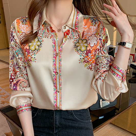 AMBER | Blusa floral de satén