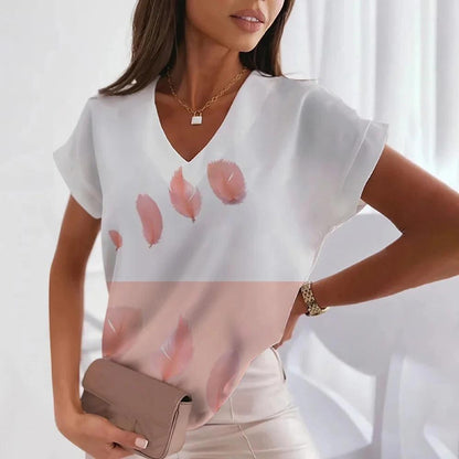Camiseta de verano con cuello en V para mujer
