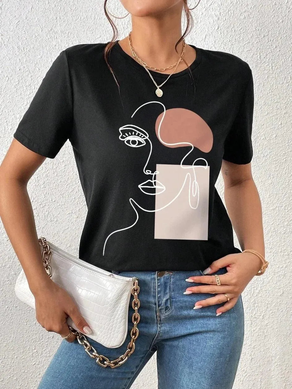 Camiseta de mujer | Estampado de arte moderno | Ajuste cómodo | Ideal para el día a día