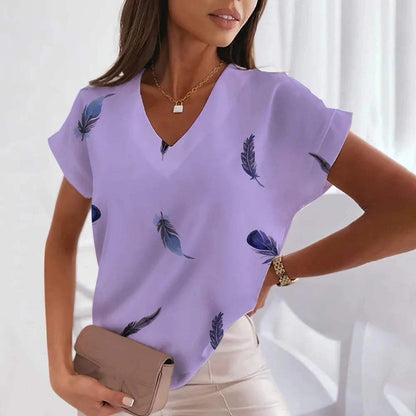 Camiseta de verano con cuello en V para mujer