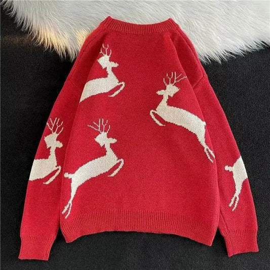 Ulla | Cálido jersey de punto con estampado navideño de ciervos para mujer