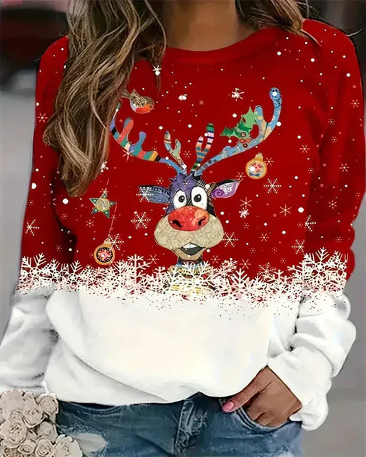 Jersey de manga larga y cuello redondo para mujer