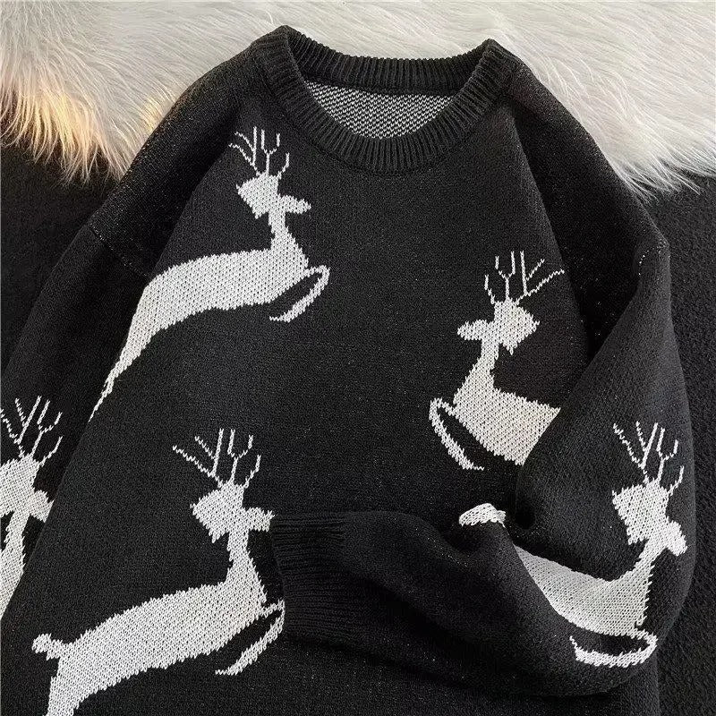 Ulla | Cálido jersey de punto con estampado navideño de ciervos para mujer