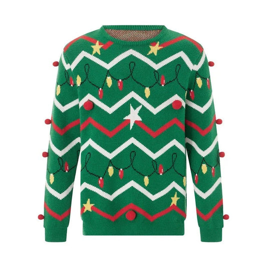 Lars | Cálido jersey de punto con escote redondo y estampado navideño para hombre y mujer