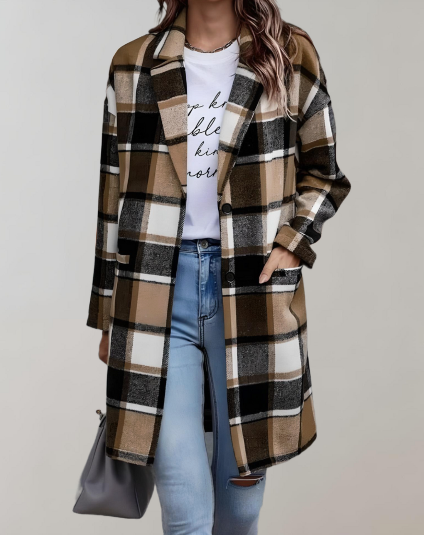 Chaqueta oversize y larga a cuadros | Bozena