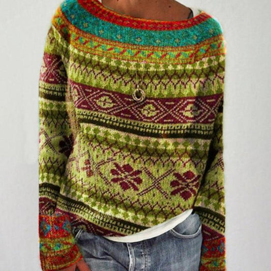 Maybeline Sweater | Jersey de colores con cuello barco y estampados