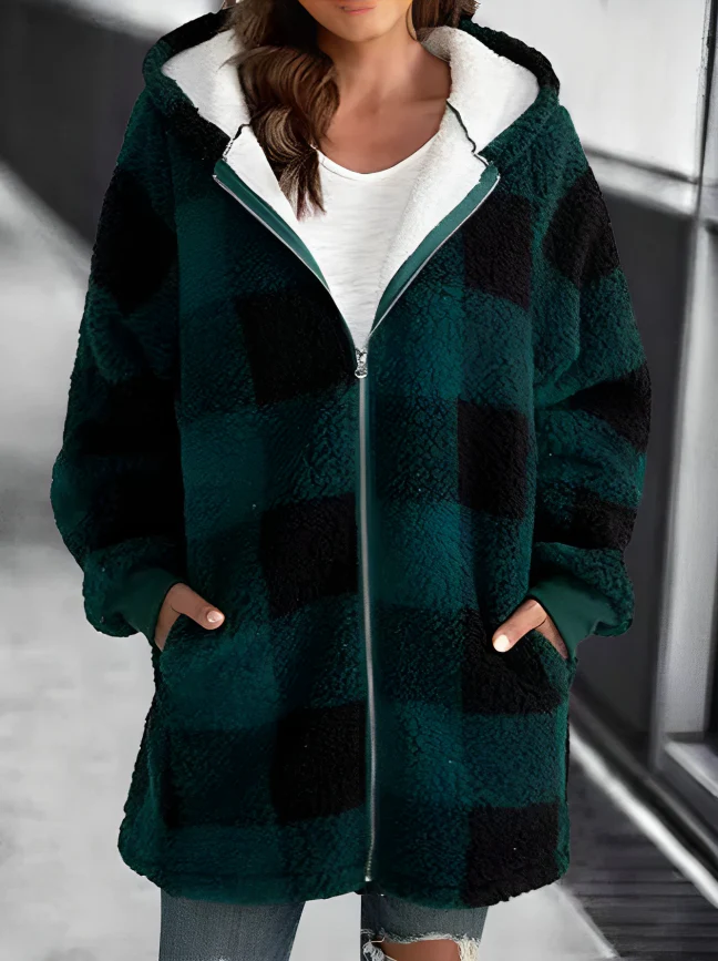 Elisa | Chaqueta Oversized Hoodie Check Loose