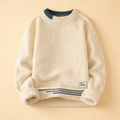 Męski Sweter Dzianinowy Patchwork Crew Neck