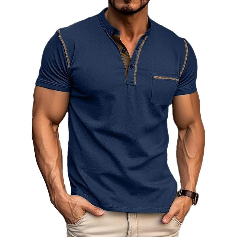 Męska Koszulka z Krótkim Rękawem Henley Codzienna