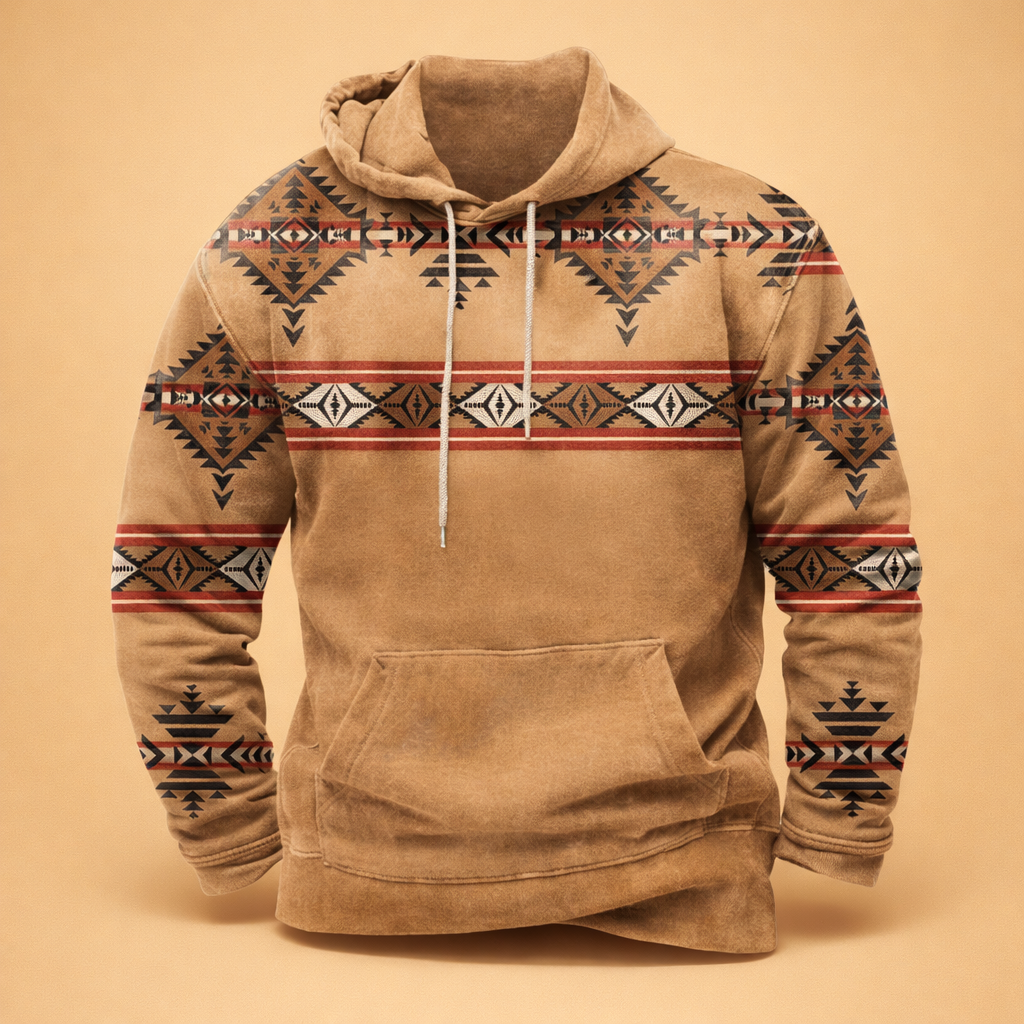 Męska Bluza z Kapturem Wzór Southwestern Azteki