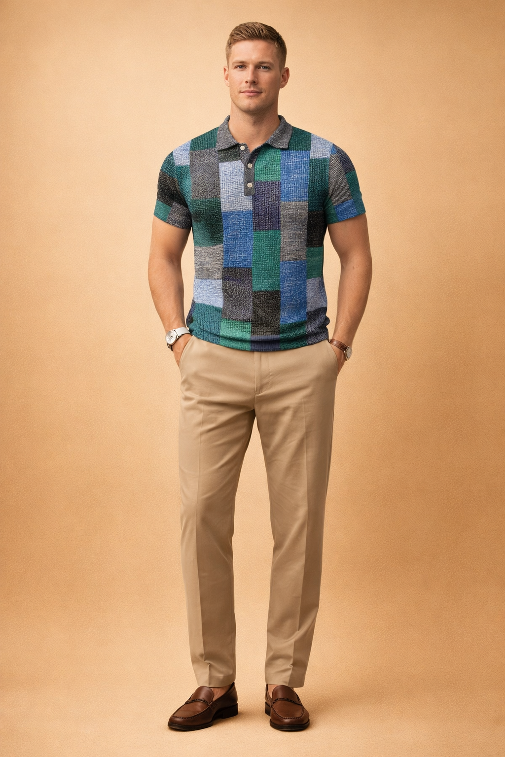 Męska Koszulka Polo Patchwork