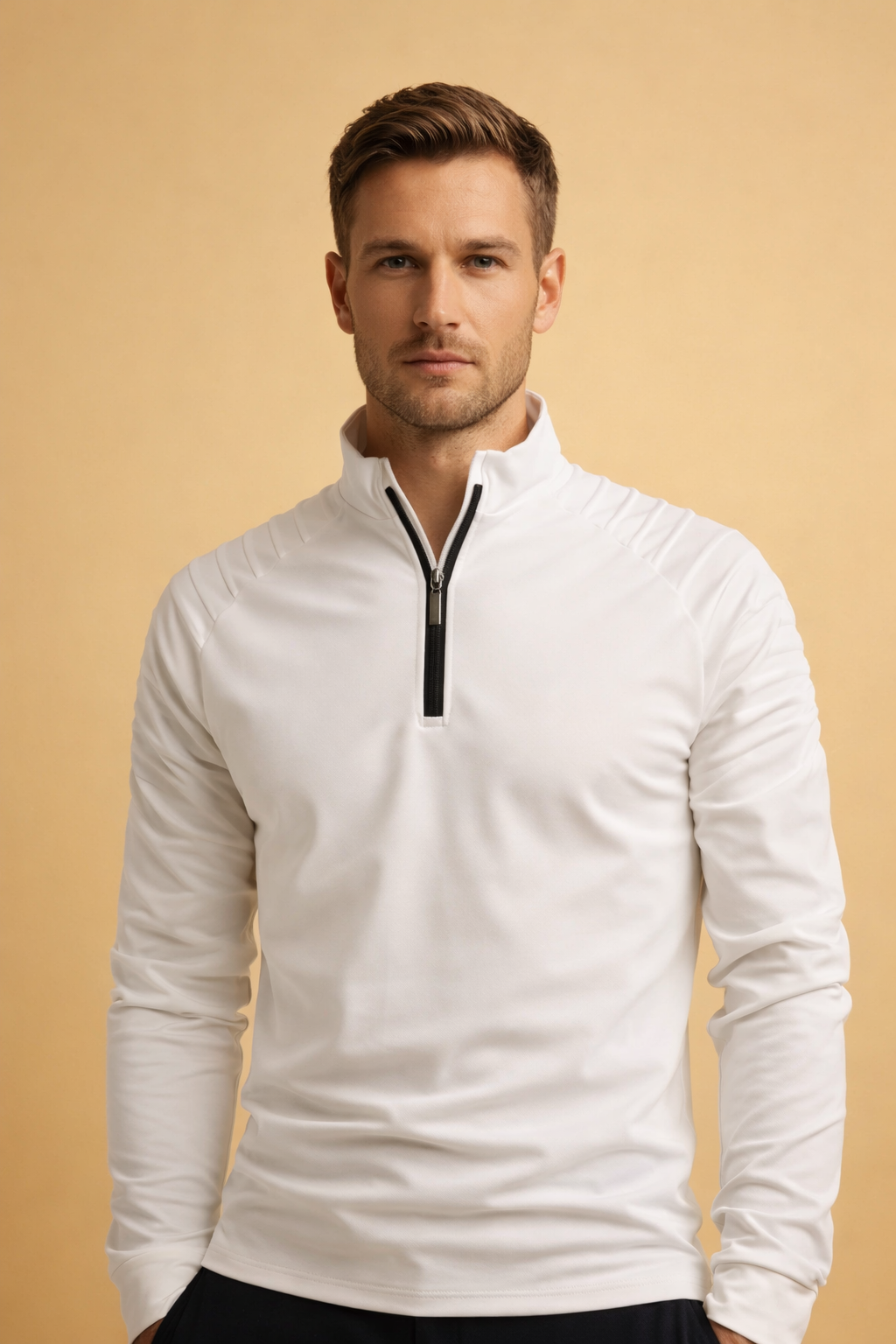 Męski Pulower Długi Rękaw Zamek Quarter Zip