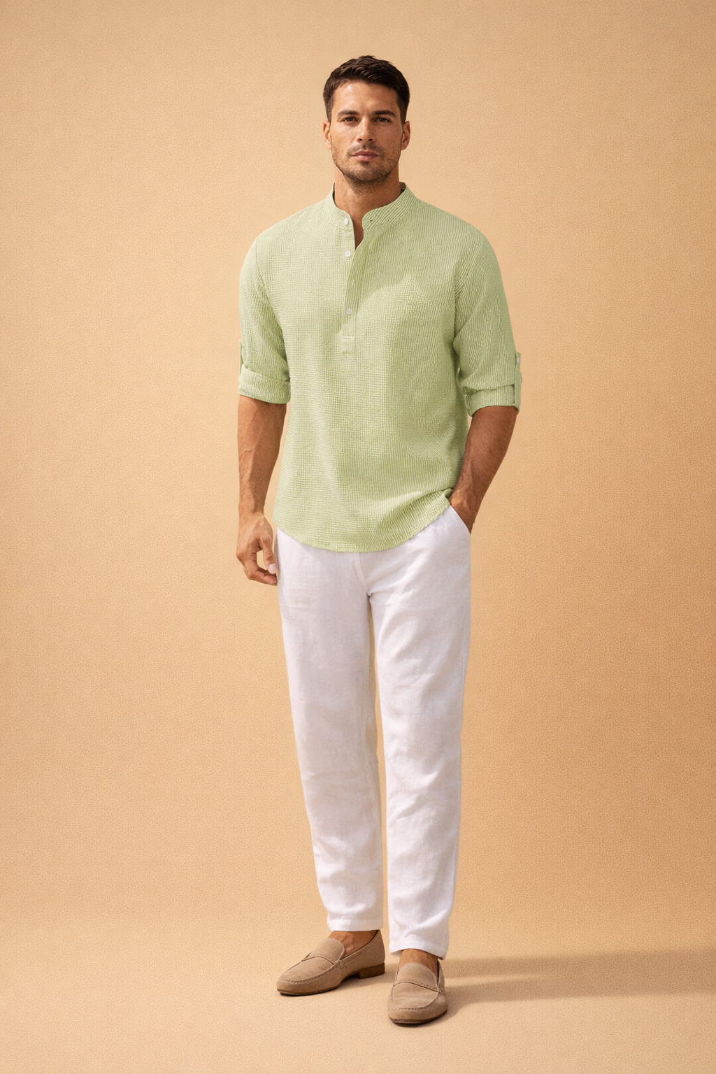 Męska Koszula Henley Casual