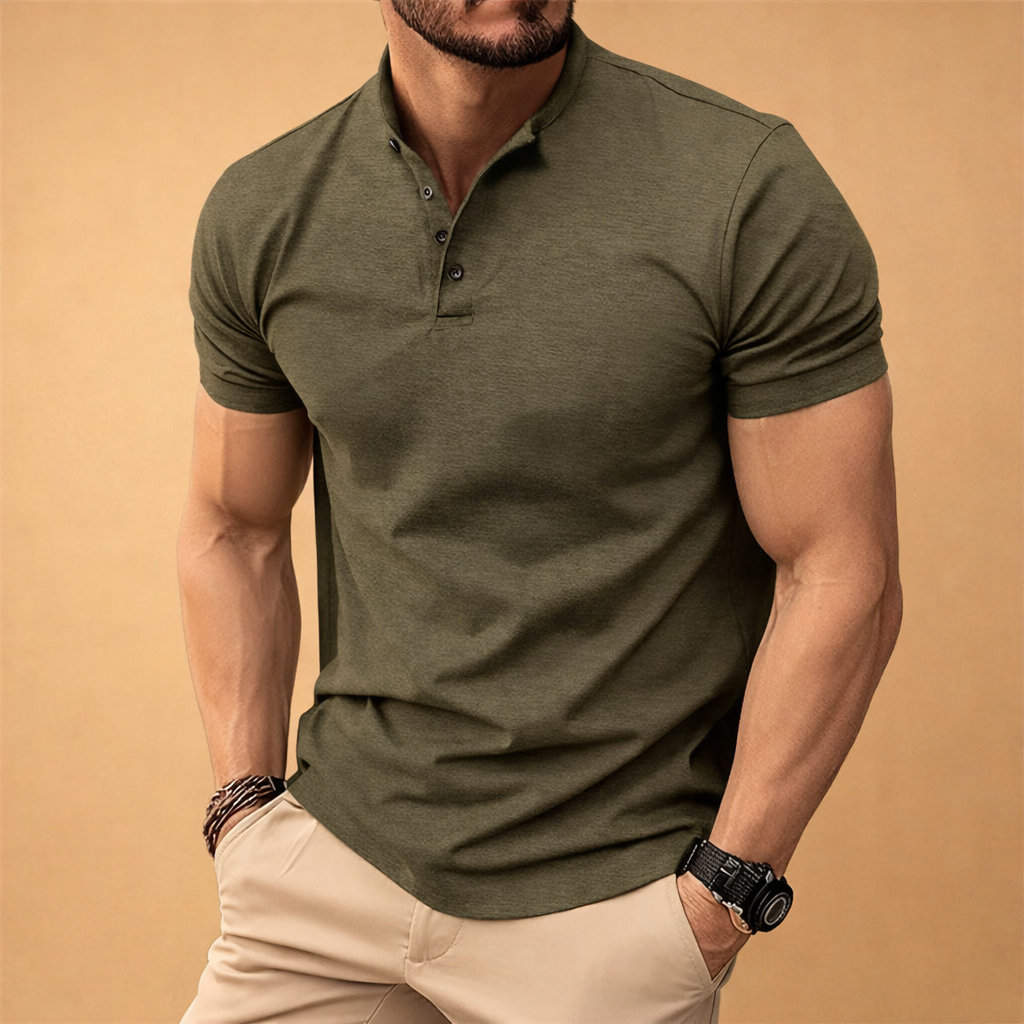 Męski Henley Krótki Rękaw