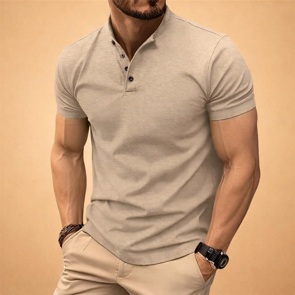 Męski Henley Krótki Rękaw